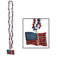Braided Bead Necklace w/ USA Flag Medallion